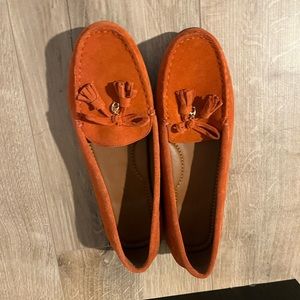 Coach orange suede mules